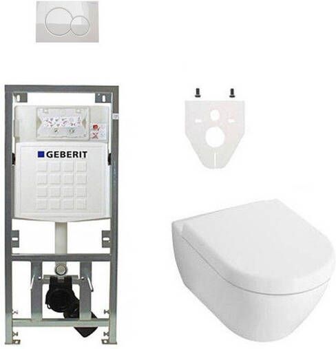 Villeroy & Boch Subway 2.0 DirectFlush ceramic+ toiletset met Geberit reservoir en bedieningsplaat wit 0701131 0700518 ga26033 ga75539