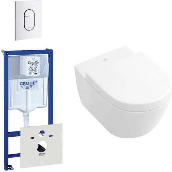 Villeroy & Boch Subway 2.0 toiletset bestaande uit inbouwreservoir toiletpot toiletzitting en verticale bedieningsplaat wit 0729205 0729242 0124060 ga26028