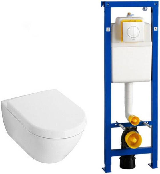 Villeroy & Boch Subway 2.0 toiletset met luxe zitting Wisa reservoir en Argos Wit Knop 0124005 0124060 0704406