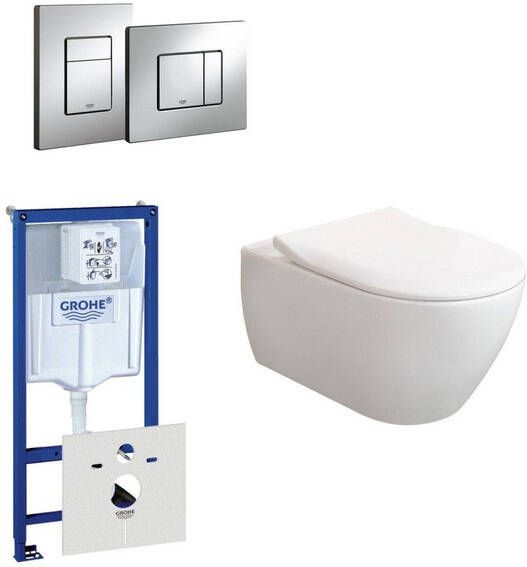 Villeroy & Boch Subway 2.0 ViFresh toiletset met slimseat softclose en quick release en bedieningsplaat horizontaal verticaal chroom 0720001 0729205 ga91964 sw60341