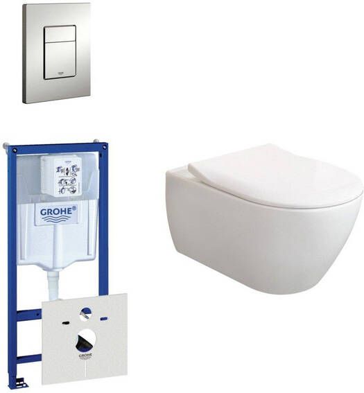Villeroy & Boch Subway 2.0 ViFresh toiletset met slimseat softclose en quick release en bedieningsplaat horizontaal verticaal mat chroom 0720002 0729205 ga91964 sw60341