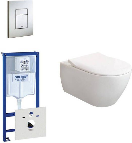 Villeroy & Boch Subway 2.0 ViFresh toiletset met slimseat softclose en quick release en bedieningsplaat horizontaal verticaal RVS 0729205 0720026 ga91964 sw60341