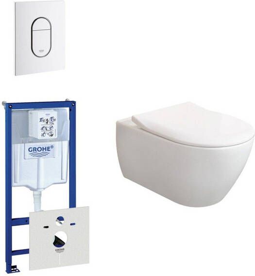 Villeroy & Boch Subway 2.0 ViFresh toiletset met slimseat softclose en quick release en bedieningsplaat verticaal wit 0729205 0729242 ga91964 sw60341