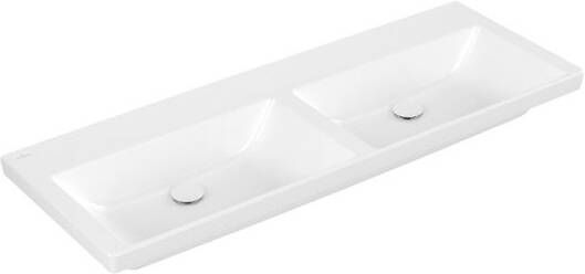 Villeroy & Boch Subway 3.0 meubelwastafel 130x47x16.5cm Rechthoek 2 wasbakken zonder overloopgat Wit Alpin glans Ceramic+ 4A71D3R1 - Foto 2