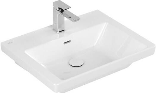 Villeroy & Boch Subway 3.0 meubelwastafel 60x47x16.5cm Rechthoek onderkant ongeslepen 1 kraangat met overloopgat Wit Alpin glans Ceramic+ 4A7060R1
