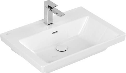 VILLEROY&BOCH V&amp B Subway 3.0 meubelwastafel 650x470mm. Voor 3 gats armatuur middelste kraangat gestoken met overloop. Wit alpin