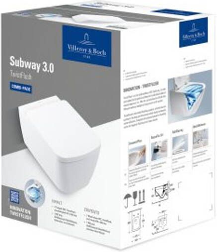 Villeroy & Boch Subway 3.0 pack wandcloset set twist flush m zitting white 4610tl01