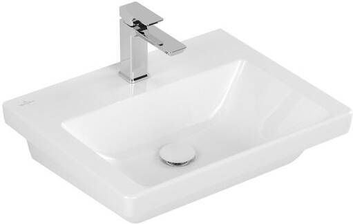 Villeroy & Boch Subway 3.0 wastafel 55x44x16.5cm Rechthoek 1 kraangat zonder overloopgat Wit Alpin glans Ceramic+ 4A7056R1