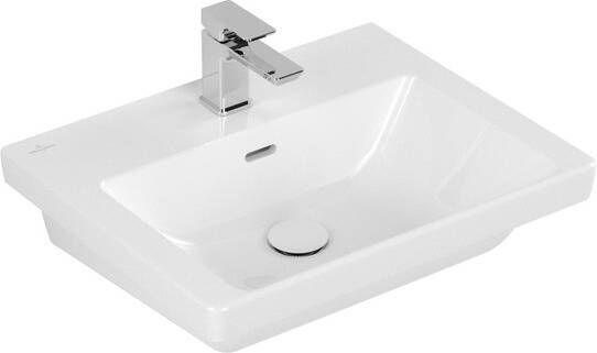 VILLEROY&BOCH V&amp B Subway 3.0 wastafel 550x440mm. Voor 3 gats armatuur middelste kraangat gestoken met overloop. Wit alpin