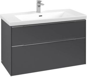 Villeroy & Boch Subway 3.0 wastafelonderkast met 2 lades met aluminium greep en softclose 57 6 x 97 3 x 46 2 cm graphite
