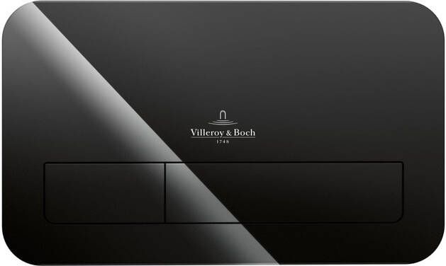 Villeroy & Boch Viconnect 2 knops bedieningsplaat glas glossy zwart 922400RB