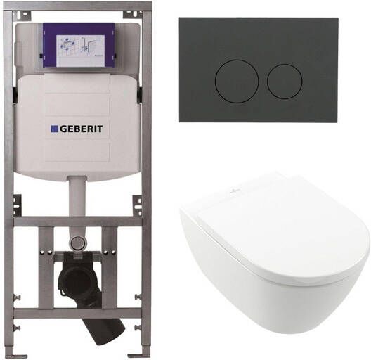 Villeroy & Boch Villeroy Boch Subway 2.0 DirectFlush Toiletset softclose geberit reservoir qeramiq bedieningsplaat mat antraciet ronde knoppen wit 0701131 ga26028 SW729014 SW729113 SW1102376