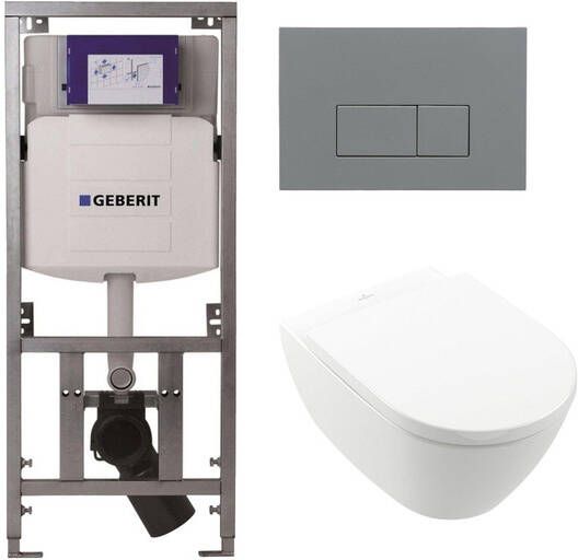 Villeroy & Boch Villeroy Boch Subway 2.0 DirectFlush Toiletset softclose geberit reservoir qeramiq bedieningsplaat licht grijs rechthoekige knoppen wit 0701131 ga26028 SW729014 SW729113 SW1102375