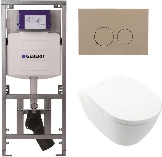 Villeroy & Boch Villeroy Boch Subway 2.0 DirectFlush Toiletset softclose geberit reservoir qeramiq bedieningsplaat taupe ronde knoppen wit 0701131 ga26028 SW729014 SW729113 SW1102378