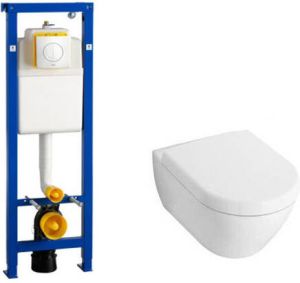 Villeroy & Boch Villeroy en Boch Subway 2.0 Compact Toiletset softclose -Wisa XS inbouwreservoir Argos bedieningspaneel wit 1024232 1024229 0704406