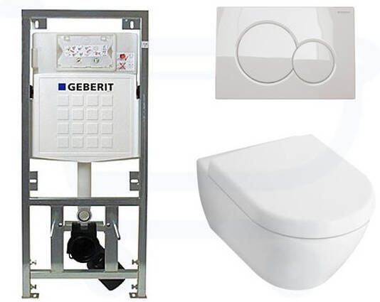 Villeroy & Boch Villeroy en boch Subway 2.0 inbouwset met wandcloset wit standaard zitting afdekplaat wit 0124005 0701131 0124070 0700518