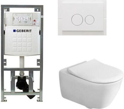 Villeroy & Boch Subway 2.0 Toiletset Geberit inbouwreservoir diepspoel wandcloset directflush bedieningsplaat ronde knoppen wit 0701131 SW706186 ga26028 ga91964