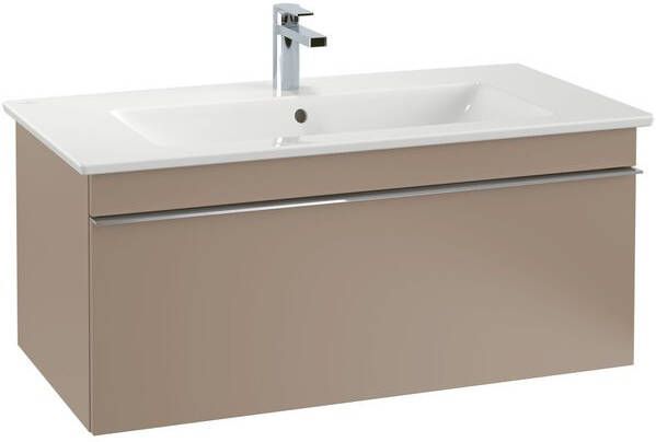 Villeroy & Boch Villeroy en Boch Venticello meubelwastafel met wasbak midden met 1 kraangat doorgestoken 100x50cm (geschikt voor 3 kraangaten) met overloop ceramic+ wit 4104ALR1