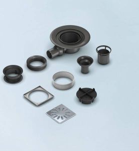 Wedi Fundo vloerput vierkant afvoer horizontaal dn50 rvs
