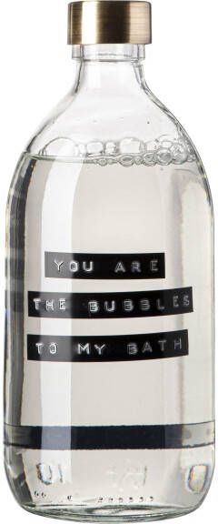 Wellmark Badzeep helder glas messing dop fles 500ml tekst YOU ARE THE BUBBLES TO MY BATH 8719325913743