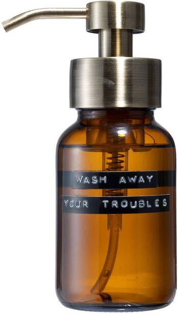 Wellmark Body Wash bruin glas messing pomp 250ml WASH AWAY YOUR TROUBLES 8720254397290