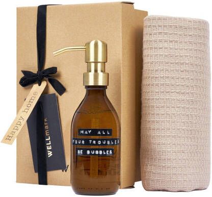 Wellmark giftbox handzeep 250ml theedoek 50x70cm beige 8720938454226