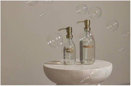 Wellmark Handzeep helder glas messing pomp 250ml 8720618459572
