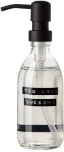 Wellmark Handzeep helder glas zwarte pomp 250ml tekst YOU LOOK AWESOME 8719325913644