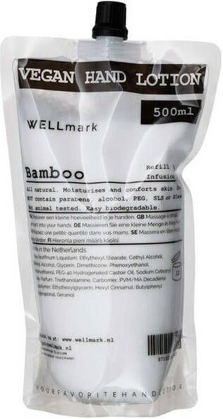 Wellmark Navulverpakking Hand Creme Bamboe 500ml 8719325913767