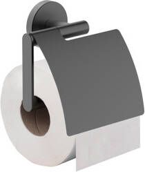 Wiesbaden Alonzo toiletrolhouder met klep mat zwart 28.8031