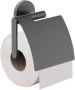 Wiesbaden Alonzo toiletrolhouder met klep 14 2 x 12 8 x 5 6 cm mat zwart - Thumbnail 2