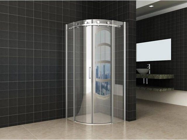 Wiesbaden Bold NANO coating douchecabine 90x90x200cm kwartrond met 2 schuifdeuren 8mm veiligheidsglas chroom 20.3849