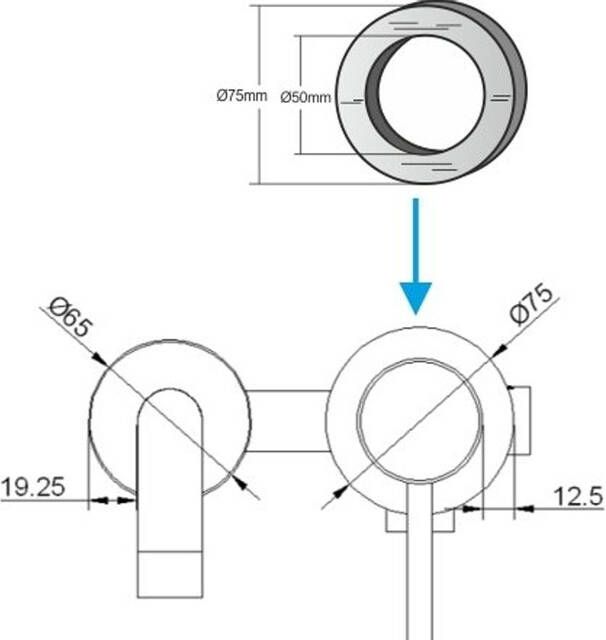 Wiesbaden Caral rozet kraangedeelte eenhendel wastafelkraan 75mm mat zwart 29.6014