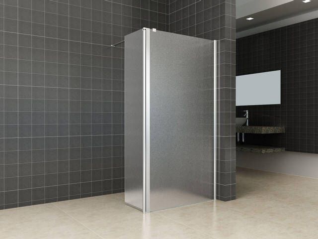 Wiesbaden Comfort zijwand draaibaar rechts 350 x 2000 x 10 mm nano melkglas chroom 20.3949