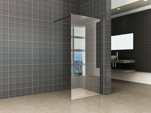 Wiesbaden Graffic inloopdouche 1000 x 2000 x 10 mm nano safety glass folie helder glas mat zwart 20.4257