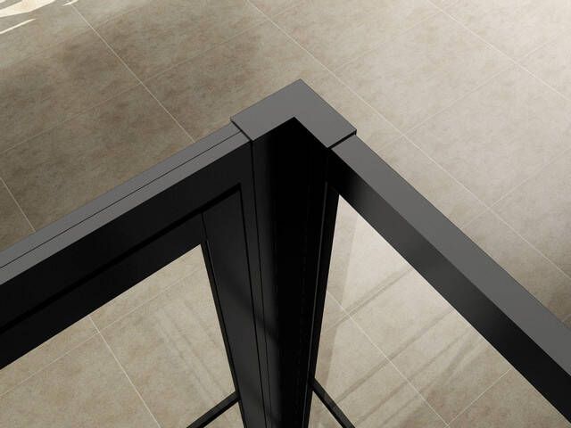 Wiesbaden Koppelset Horizon voor Inloopdouche Met Nisdeur 200x4.7 cm Mat Zwart
