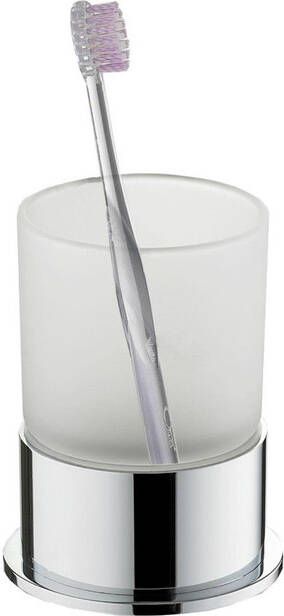 Wiesbaden Ida vrijstaande tandenborstelhouder 10x8 cm chroom mat glas
