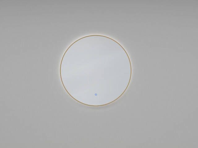 Wiesbaden Novi ronde spiegel met LED dimbaar 80 cm geborsteld messing 38.3708