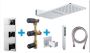 Wiesbaden Regendoucheset Inbouw Muur Valencia 24cm Vierkant Chroom Thermostaatkraan Handdouche Waterval - Thumbnail 2