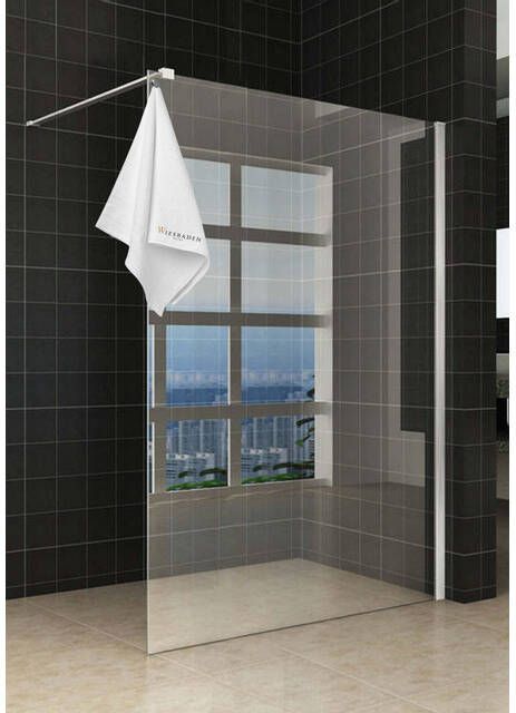 Wiesbaden Sita inloopdouche 120x200cm helder glas 8mm Nano coating met handdoekhouder Chroom 20.3408