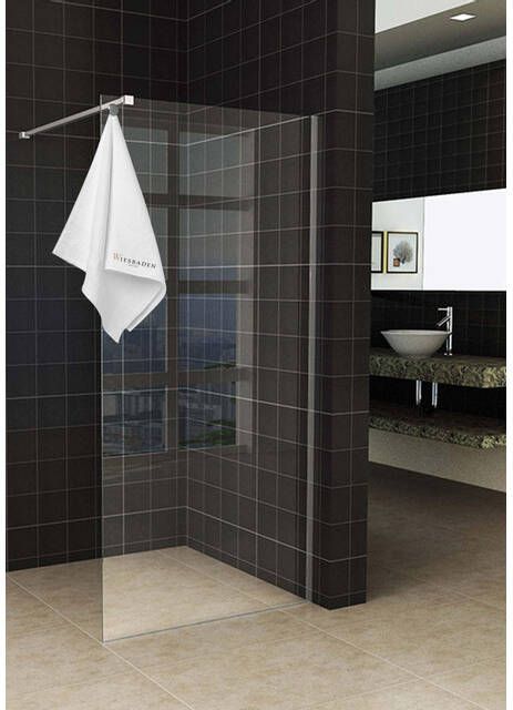 Wiesbaden Sita inloopdouche 80x200cm helder glas 8mm Nano coating met handdoekhouder Chroom 20.3404