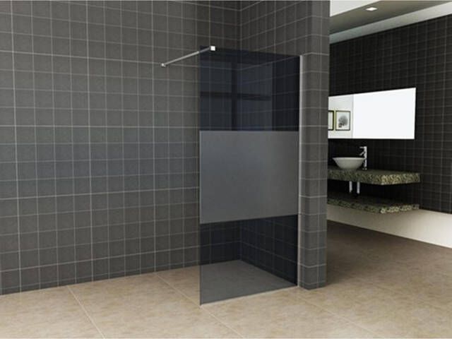 Wiesbaden Slim glasplaat 1100 x 2000 x 8 mm nano rookglas met melkglas middenband 20.3513