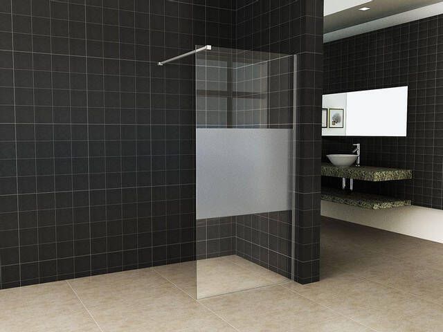 Wiesbaden Slim glasplaat 1400 x 2000 x 8 mm nano helder glas met melkglas middenband 20.3488