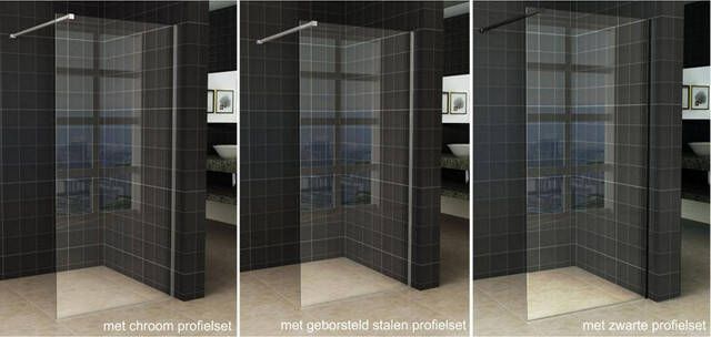 Wiesbaden Slim losse glaswand 140x200cm helder glas 8mm anti-kalk coating zonder profiel en stabilisatiestang 20.3459