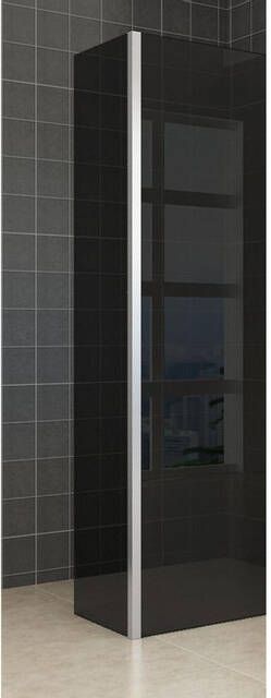 Wiesbaden Smoke zijwand met hoekprofiel 35x200cm 10mm rookglas met NANO coating 20.4216