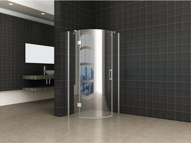 Wiesbaden Douchecabine Nano Kwartrond Draaideur Linksdraaiend 90x90x200cm Antikalk Helder Glas Chroom Profiel 8mm Veiligheidsglas Easy Clean