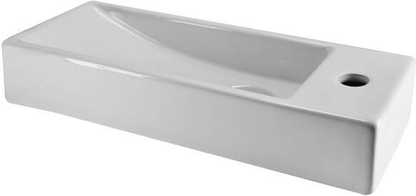Wiesbaden Fontein Trim | 38x14x8 cm | Keramiek | Rechts montage | 1 kraangat | Rechthoek | Wit glans