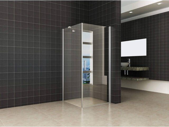 Wiesbaden Douchecabine Vierkant Draaideur 100x100x200cm Antikalk Helder Glas Chroom Profiel 8mm Veiligheidsglas Easy Clean