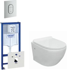 Wiesbaden Vesta Spoelrandloos toiletset bestaande uit inbouwreservoir toiletzitting softclose en quick release en bedieningsplaat verticaal mat chroom 0729205 0729241 sw95748 sw96149