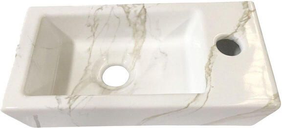 Wiesbaden Fontein Mini-Rhea Rechthoek Rechts 36x18x9cm Marmerlook Keramiek Glans Carrara - Foto 2